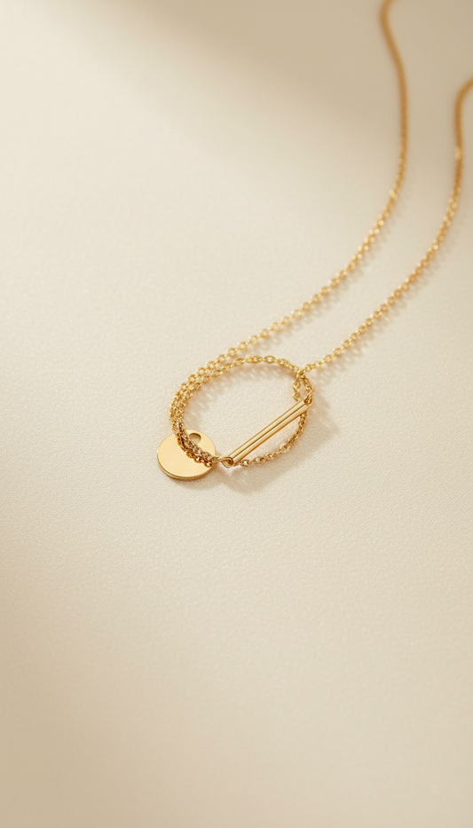 Minimalist Matching Gold Necklace Pair
