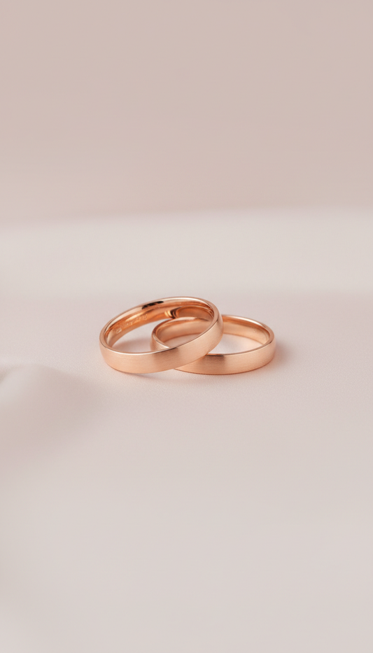 Rose gold couple's ring set