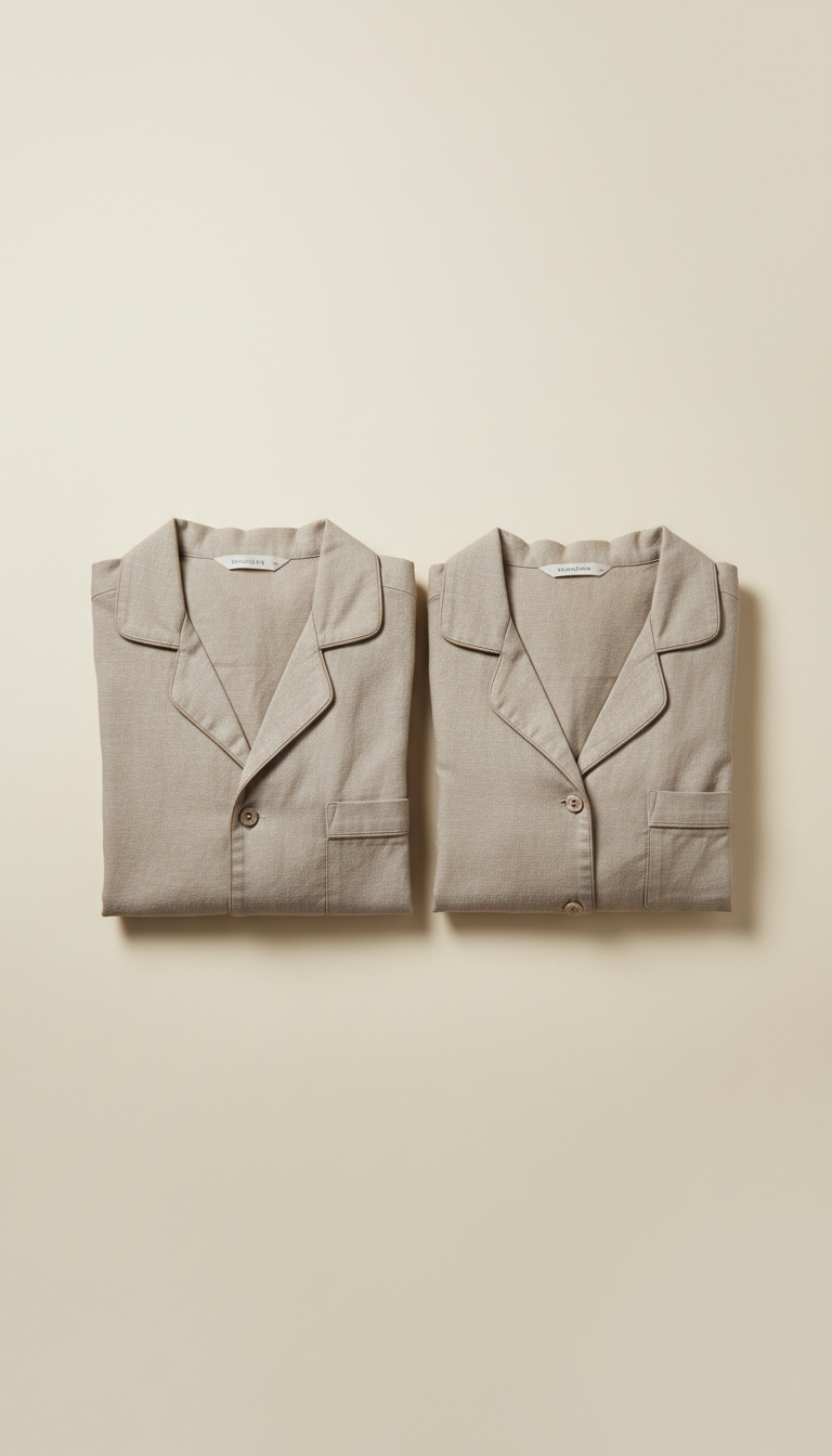 Taupe Linen Couples Pajama Set