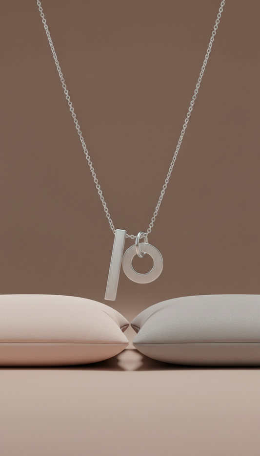 Minimalist silver pendant duo necklace set